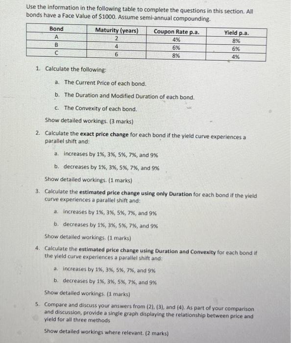 Solved Use the information in the following table to | Chegg.com