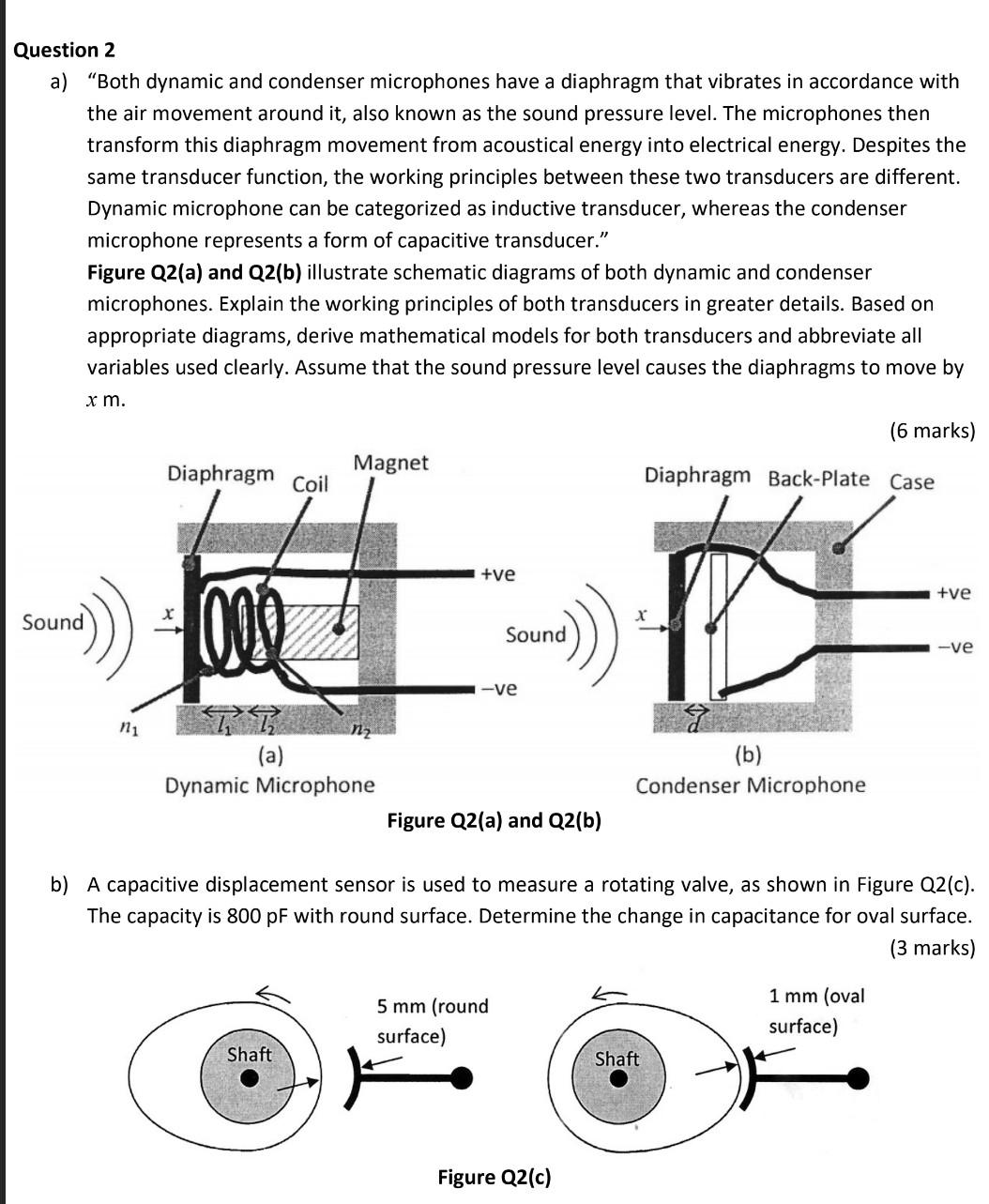 Question 2 a) "Both dynamic and condenser microphones