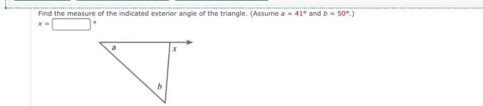 Solved ESTE Find The Measure Of The Indicated Exterior Angle | Chegg.com