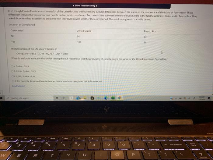 Solved A Show Time Remaining Even though Puerto Rico is a | Chegg.com
