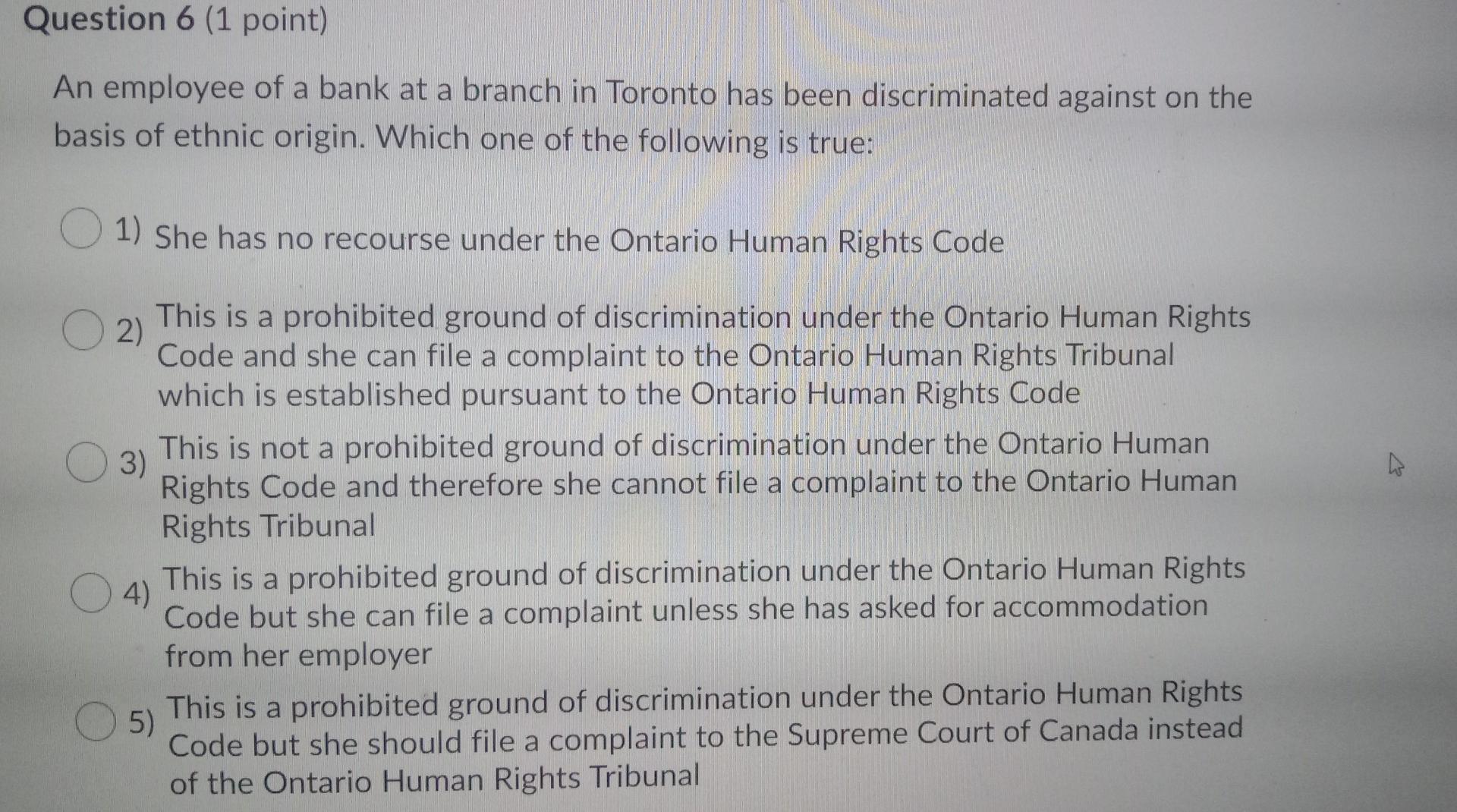 Solved Question 6 (1 point) An employee of a bank at a | Chegg.com