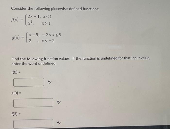 Solved Consider the following piecewise-defined functions: | Chegg.com