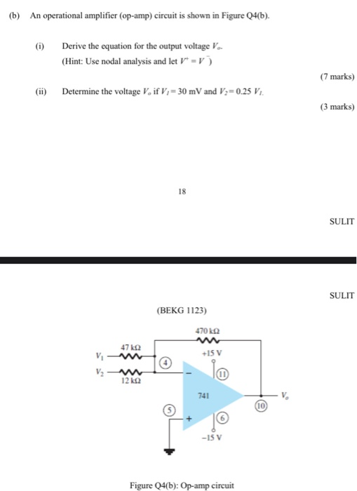 Solved (b) An Operational Amplifier (op-amp) Circuit Is | Chegg.com