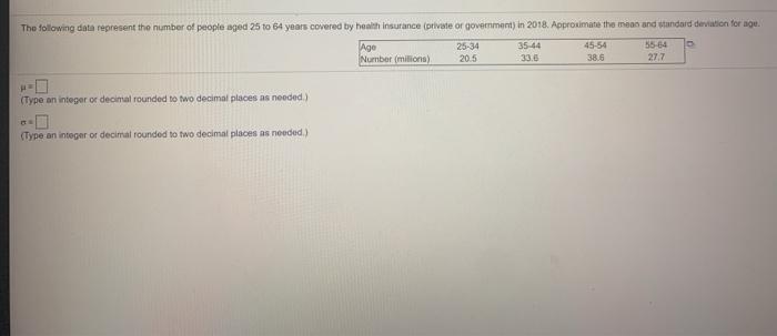 Solved The Following Data Represent The Number Of People Chegg Com