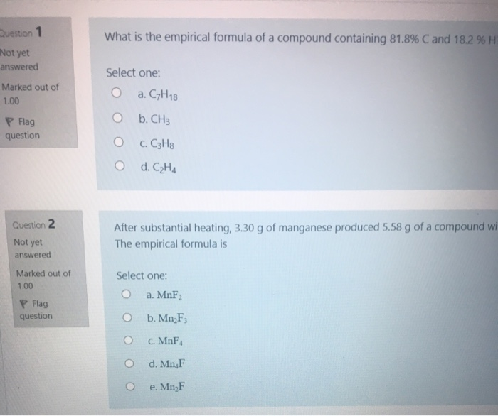 Solved Question 1 What Is The Empirical Formula Of A | Chegg.com