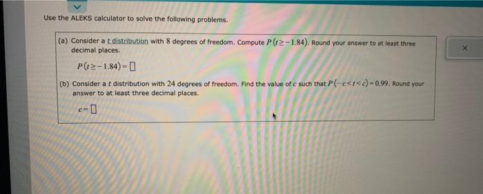 Solved Use The ALEKS Calculator To Solve The Following | Chegg.com