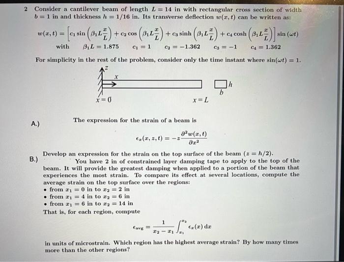 Solved Consider a cantilever beam of length L=14 in with | Chegg.com