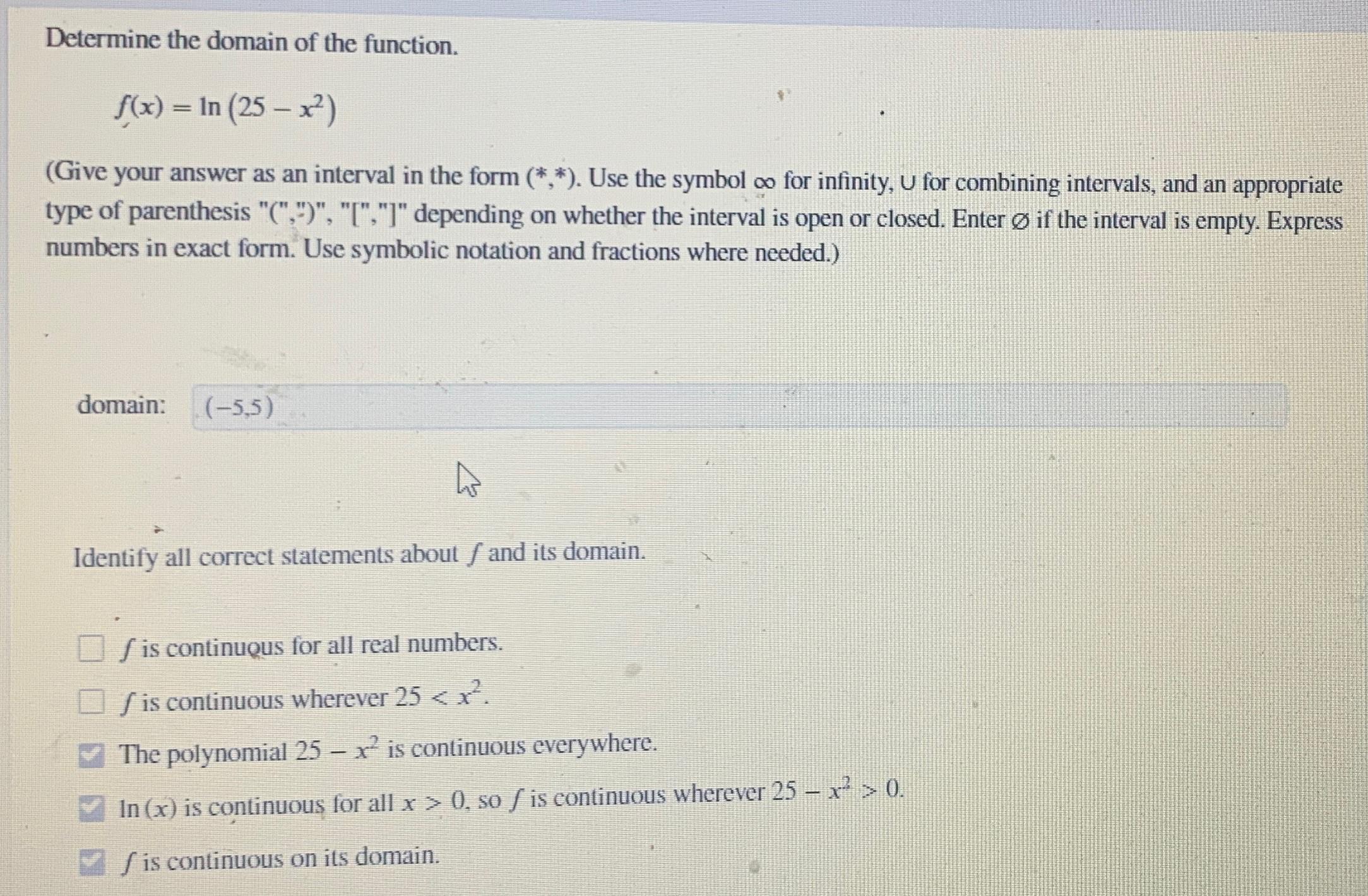 Solved Determine the domain of the | Chegg.com