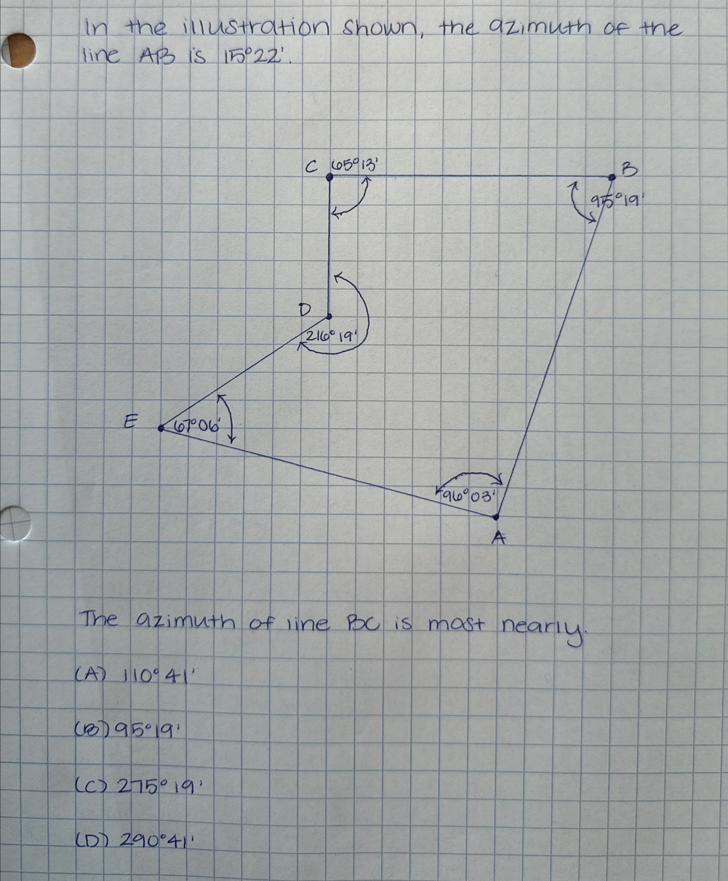 Solved In the illustration Shown, the azimuth of the line AB | Chegg.com