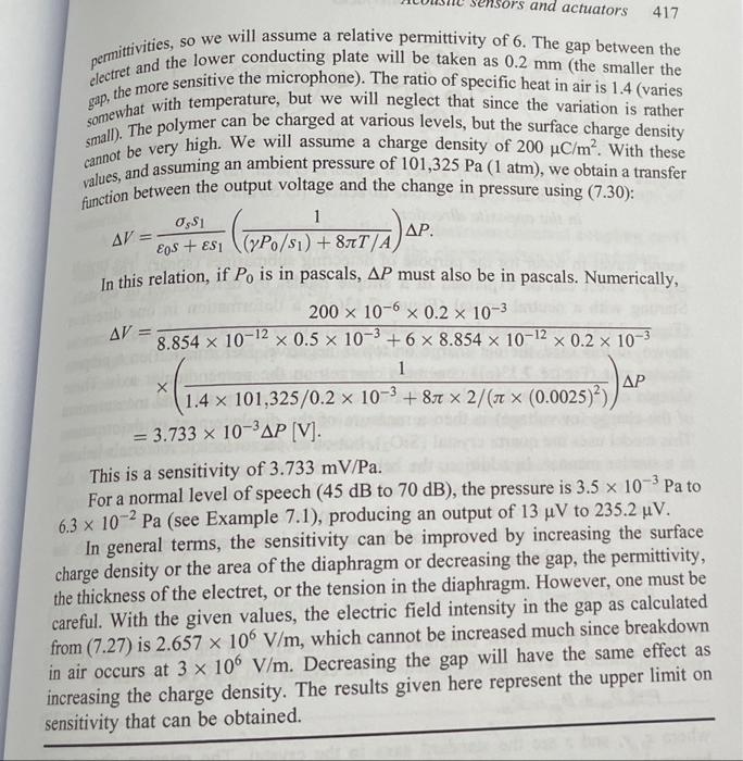 7.14 The electret microphone sensitivity to