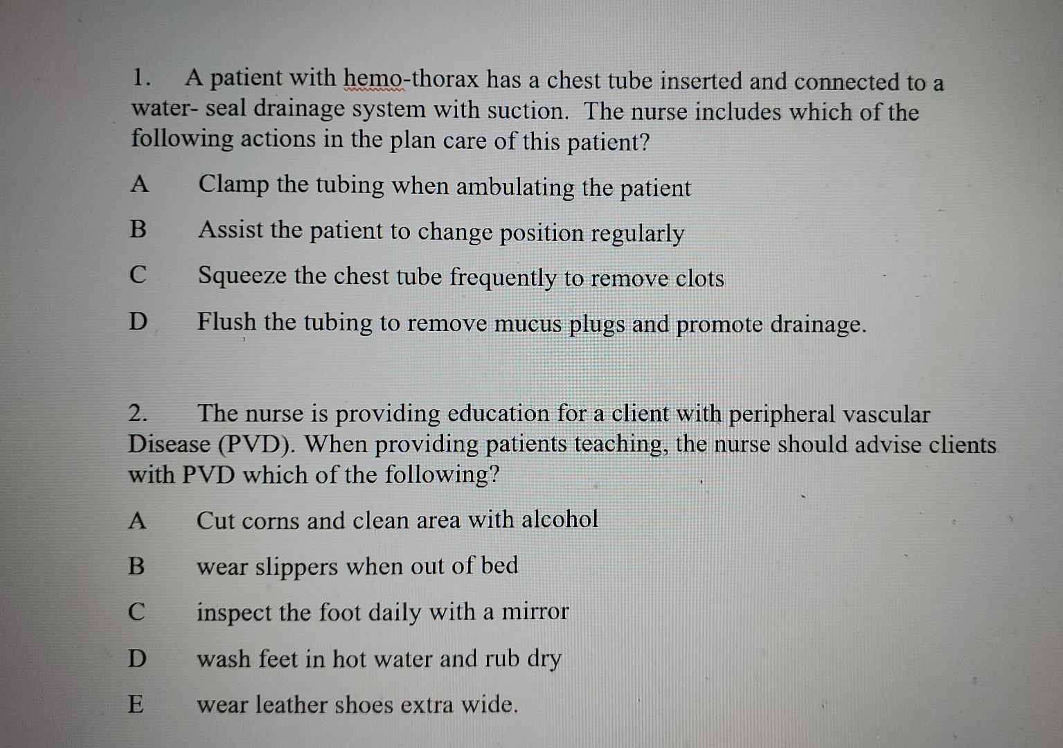 Solved 1. A patient with hemo-thorax has a chest tube | Chegg.com