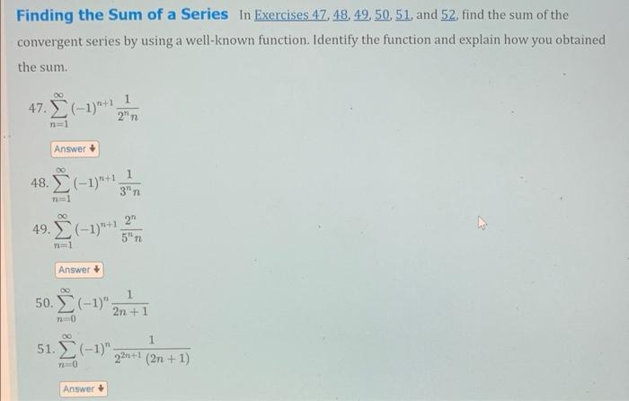 Solved Finding The Sum Of A Series In Exercises | Chegg.com