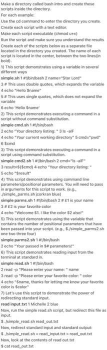 Solved Make A Directory Called Bash Intro And Create These Chegg Com