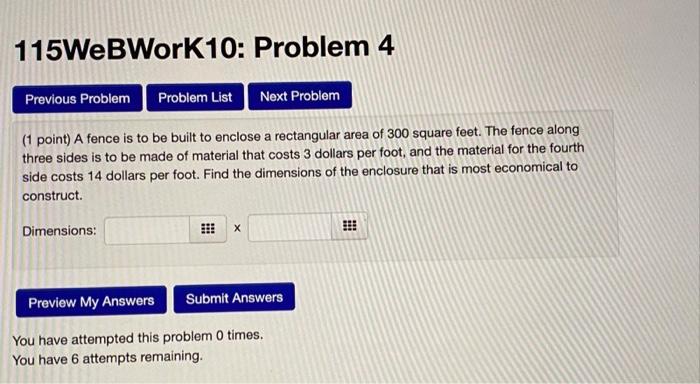Solved 115WeBWork10: Problem 4 Previous Problem Problem List | Chegg.com