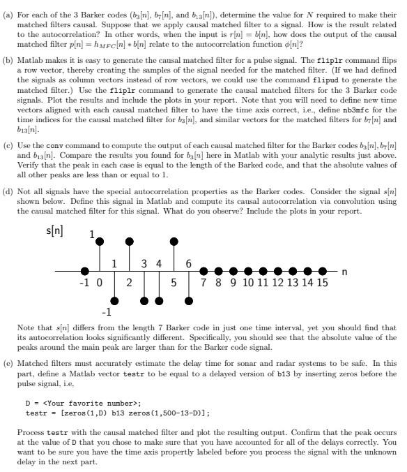 a For each of the 3 Barker codes b n by n and Chegg
