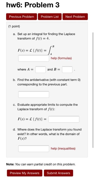 Solved hw6: Problem 3 Previous Problem Problem List Next | Chegg.com