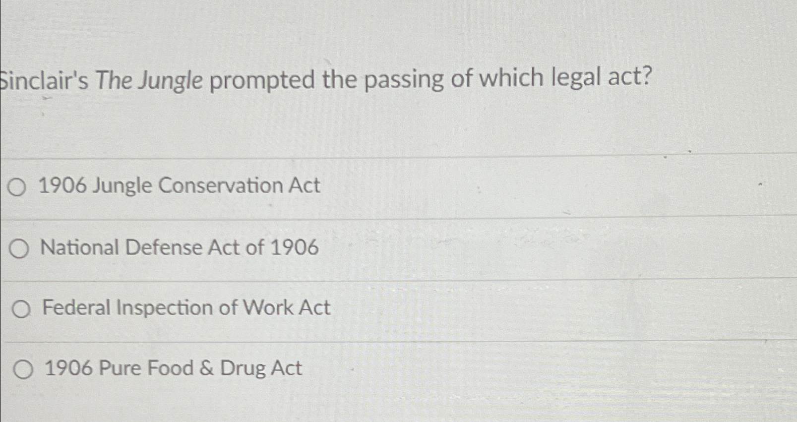 1906 act prompted by the jungle