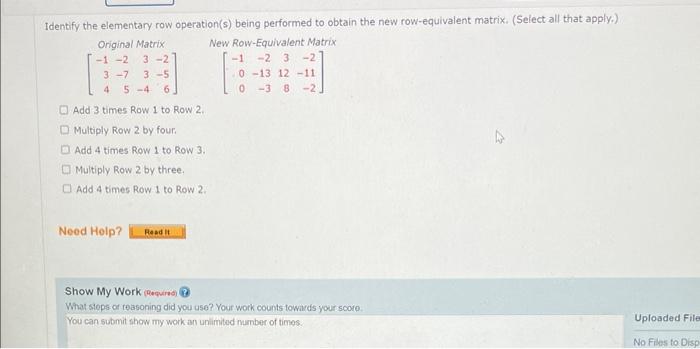 Solved Identify the elementary row operation s being Chegg