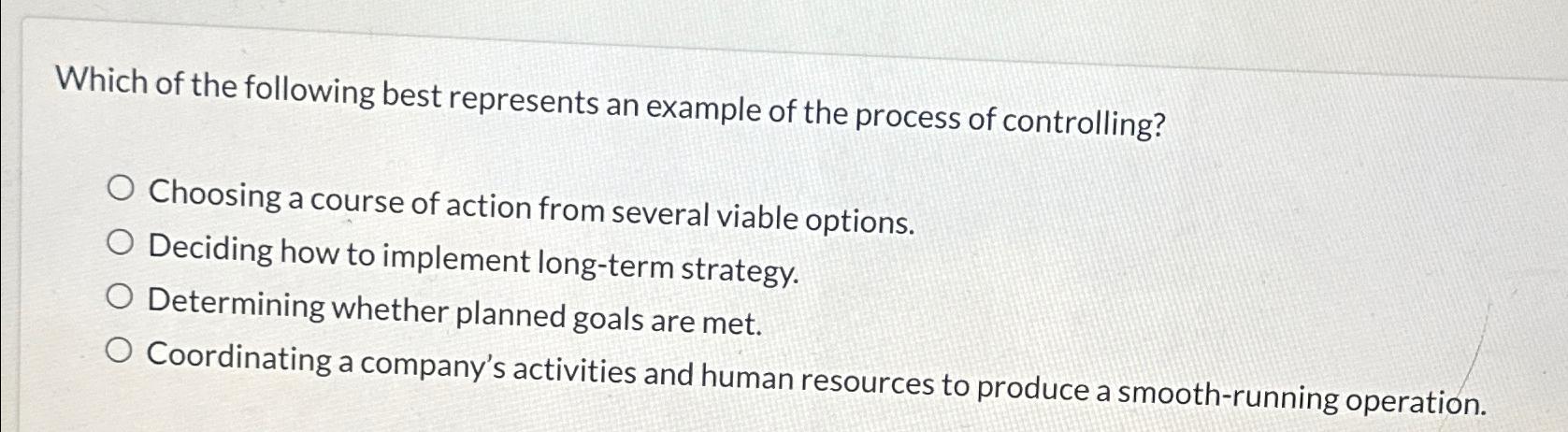 Solved Which of the following best represents an example of | Chegg.com