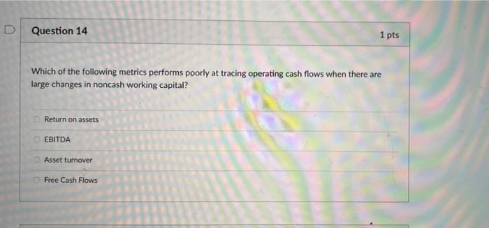 Solved D Question 13 1 pts Each of the following could be a | Chegg.com
