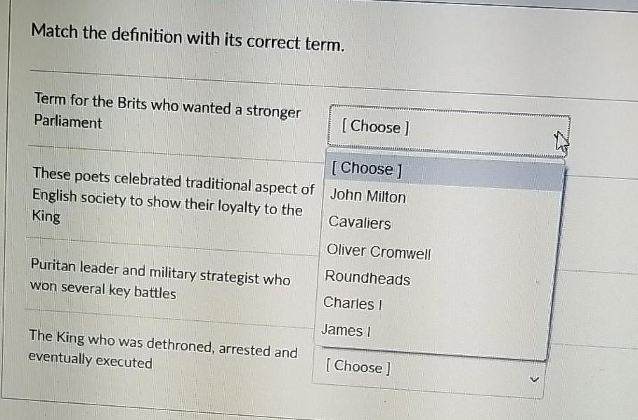 Solved Match the definition with its correct term. Term for | Chegg.com