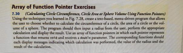 Solved Array of Function Pointer Exercises 7.30 (Calculating | Chegg.com