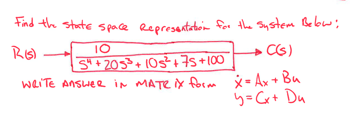 Solved by an EXPERT Find the state space Representation for the Sustem ...