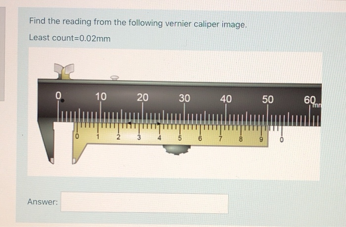 Solved Find the reading from the following vernier caliper | Chegg.com