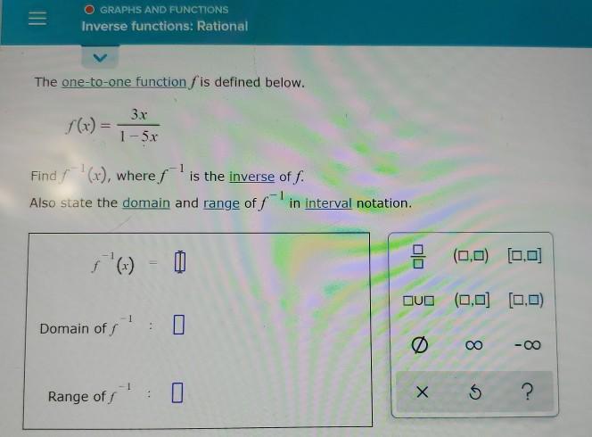 Solved GRAPHS AND FUNCTIONS Inverse functions: Rational The | Chegg.com