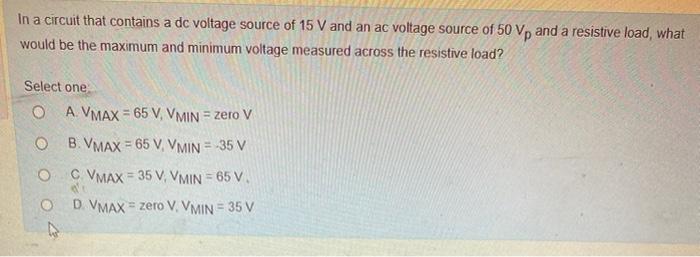 Solved In a circuit that contains a dc voltage source of 15 | Chegg.com