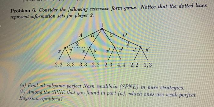 Solved Problem 6. Consider the following extensive form | Chegg.com