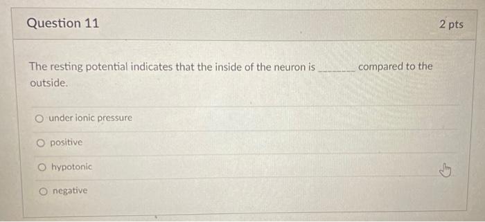 Solved Question 11 2 pts compared to the The resting | Chegg.com