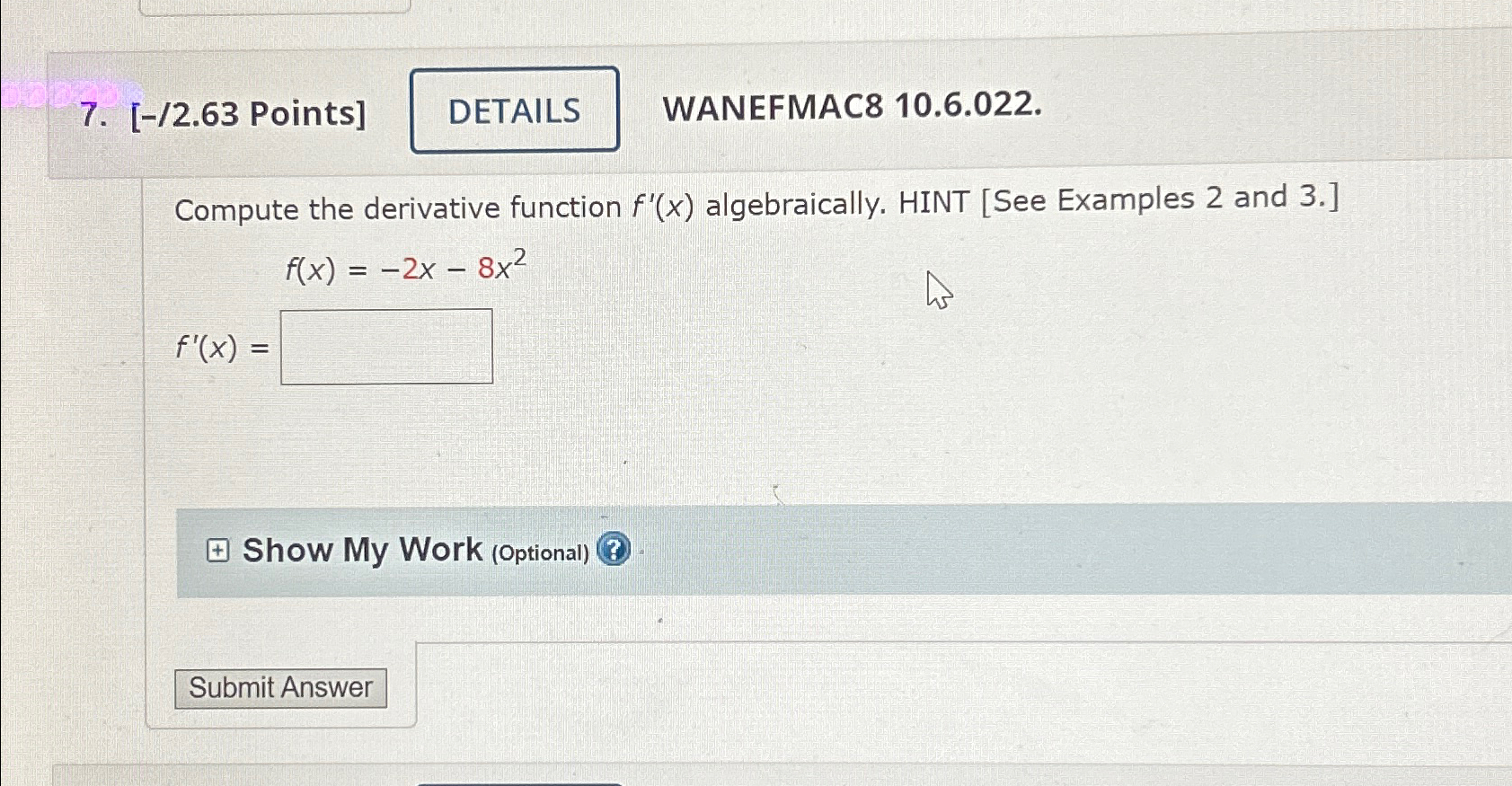 Solved Points]wanefmac8 10 6 022 Compute The Derivative