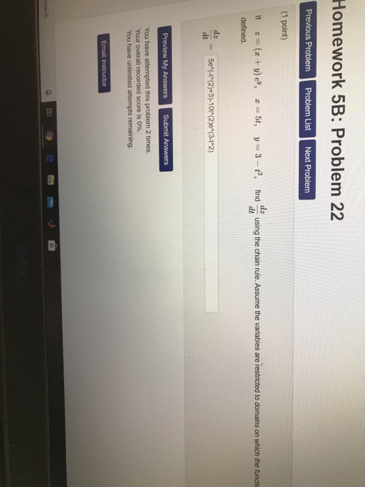 Solved Homework 5B: Problem 22 Previous Problem Problem List | Chegg.com