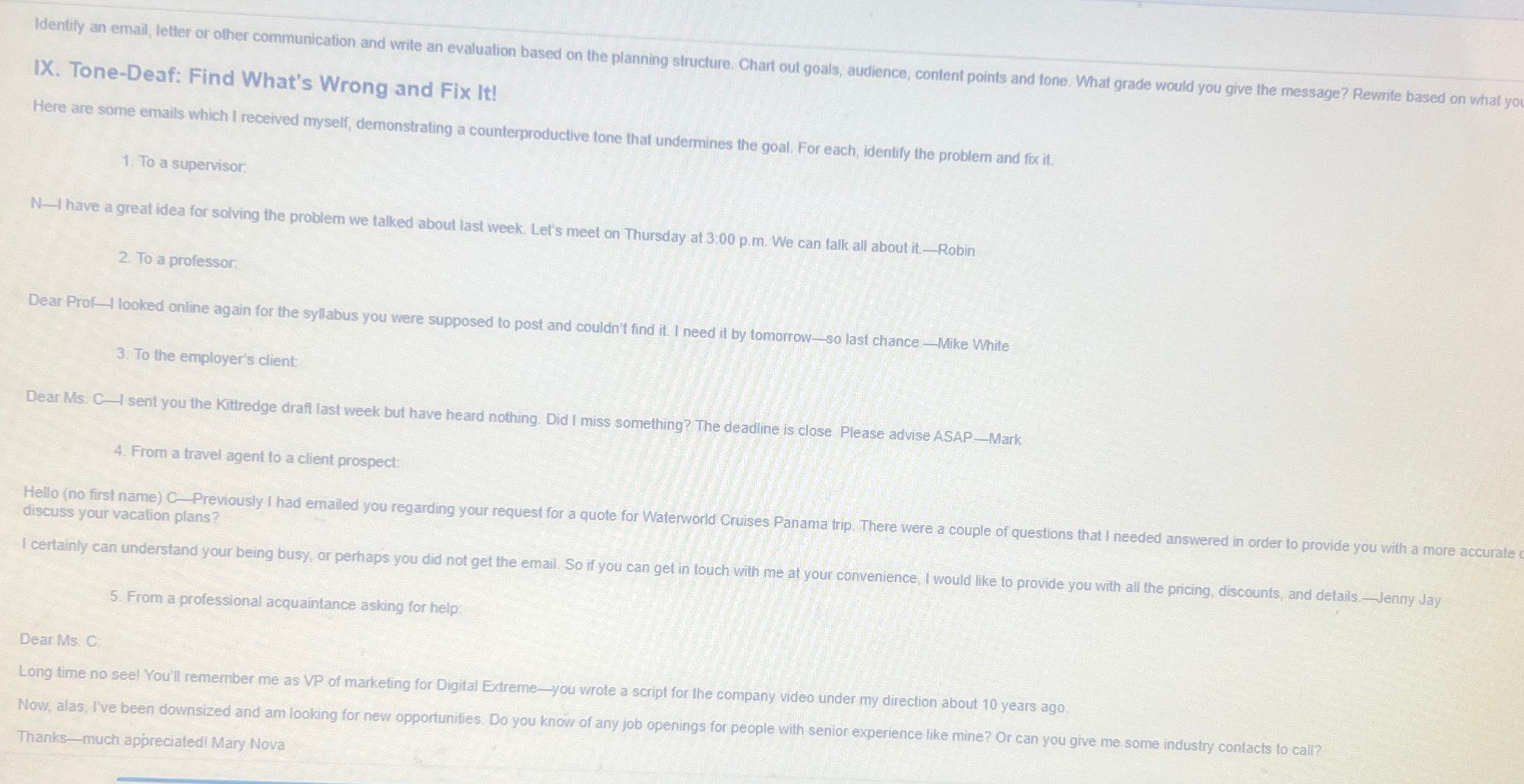 Solved Identify an email, letter or other communication and | Chegg.com