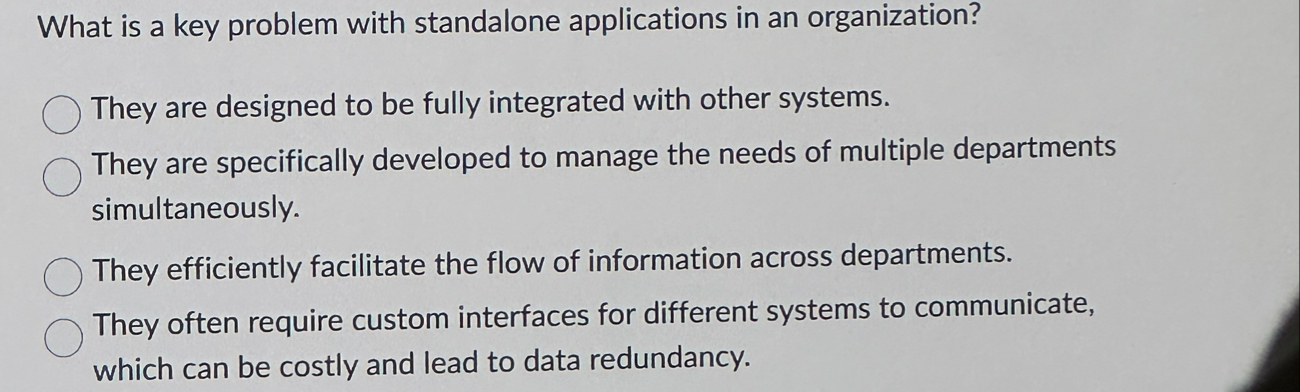 Solved What is a key problem with standalone applications in | Chegg.com