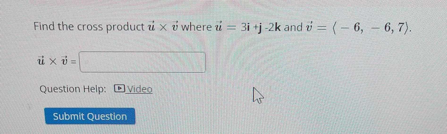 Solved Find The Cross Product \\( \\vec{u} \\times \\vec{v} | Chegg.com