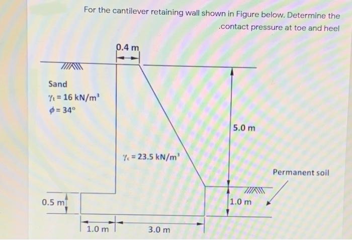Solved For the cantilever retaining wall shown in Figure | Chegg.com