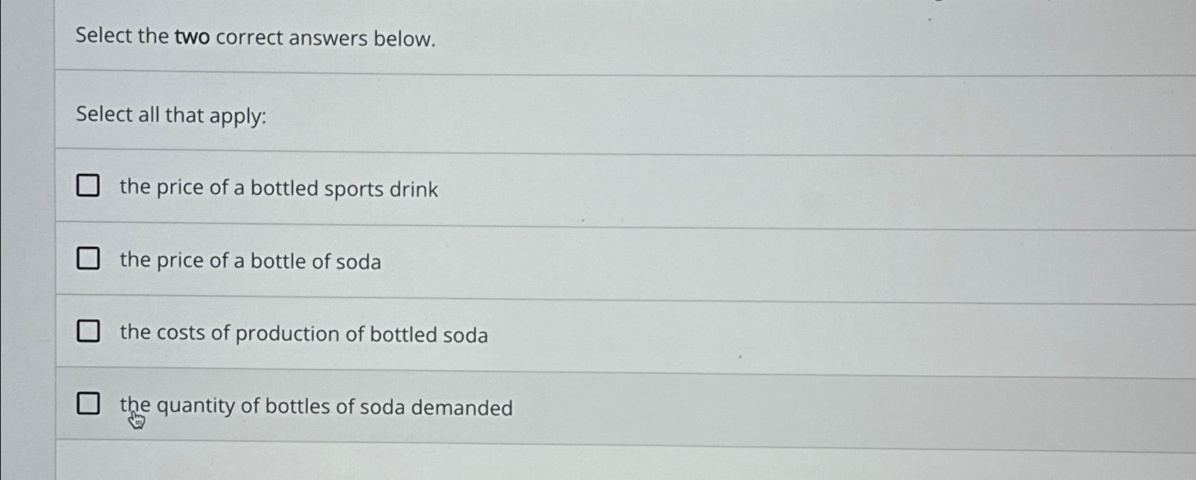Solved Select the two correct answers below.Select all that | Chegg.com