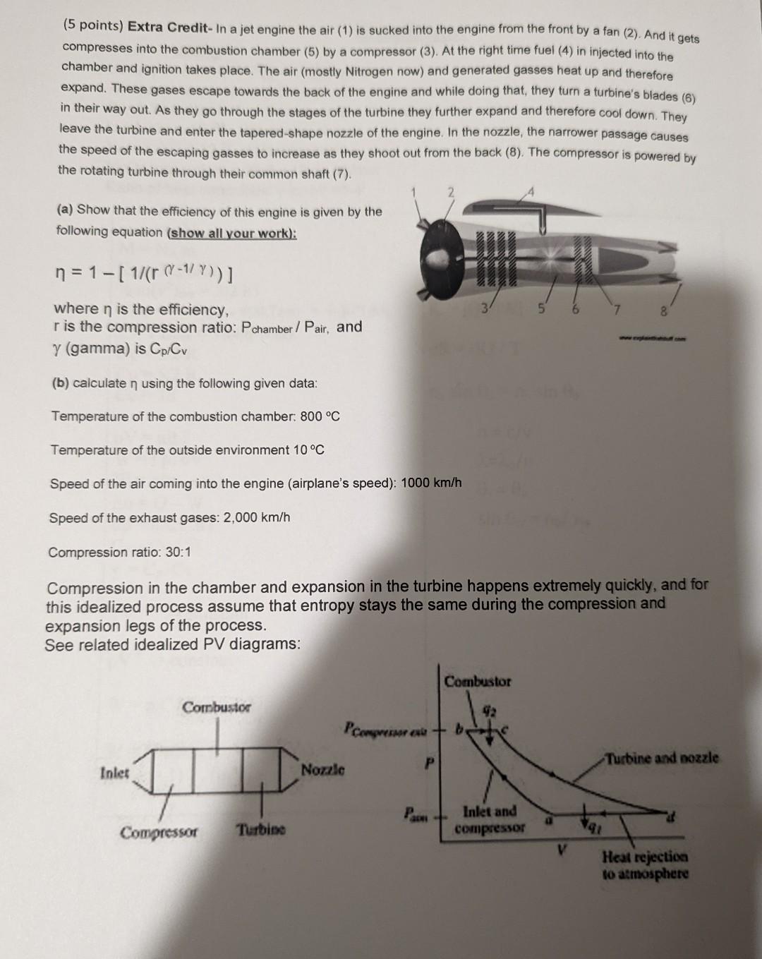 Solved (5 points) Extra Credit- In a jet engine the air (1) | Chegg.com