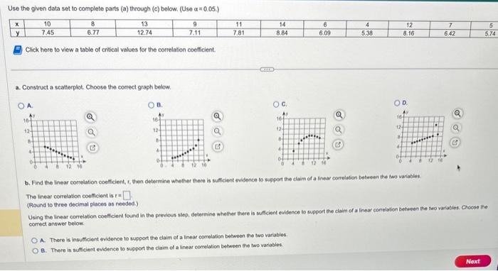 Solved Use the given data set to complete parts (a) through | Chegg.com