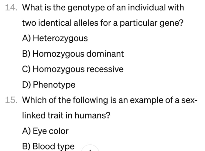 Solved What is the genotype of an individual with two | Chegg.com