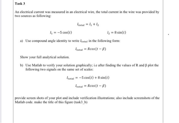 Solved Task 3 An electrical current was measured in an | Chegg.com