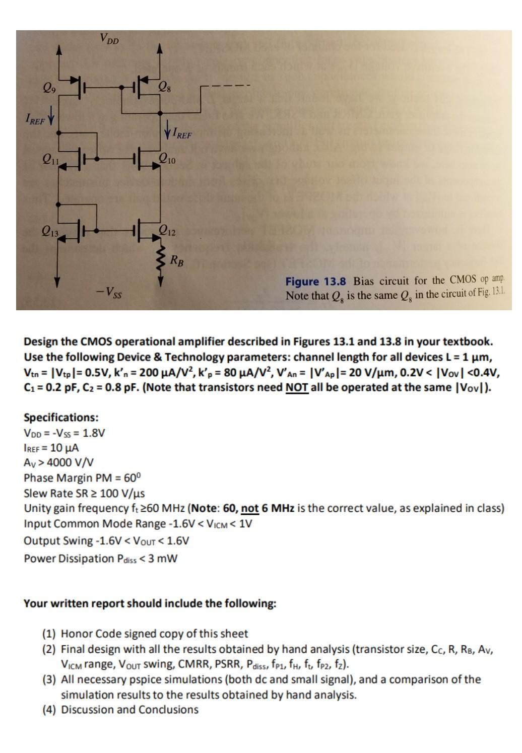 Figure 13.1 The Basic Two-stage CMOS Op-amp | Chegg.com