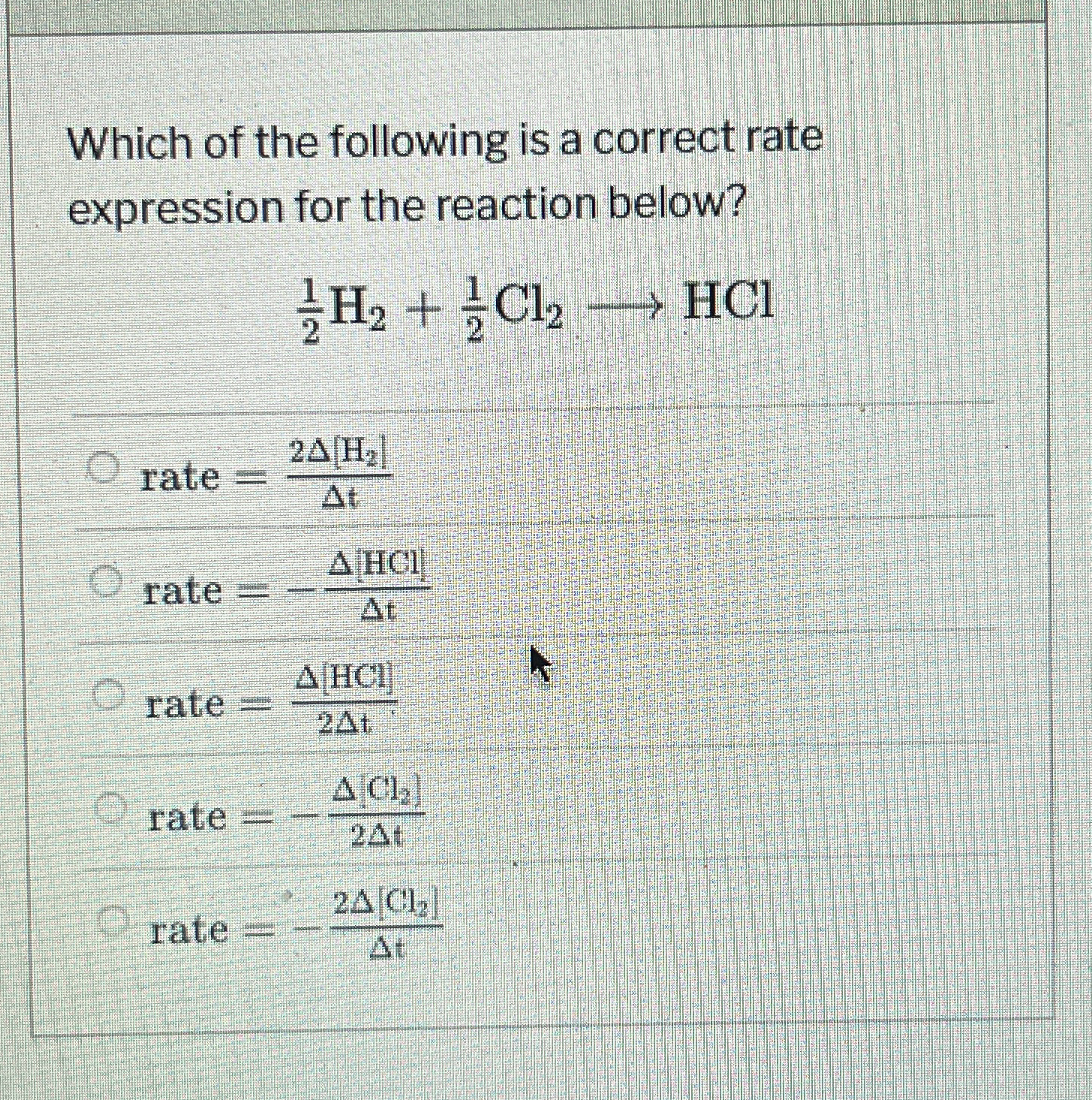 Solved Which of the following is a correct rate expression | Chegg.com