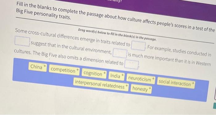 Solved Fill in the blanks to complete the passage about how | Chegg.com