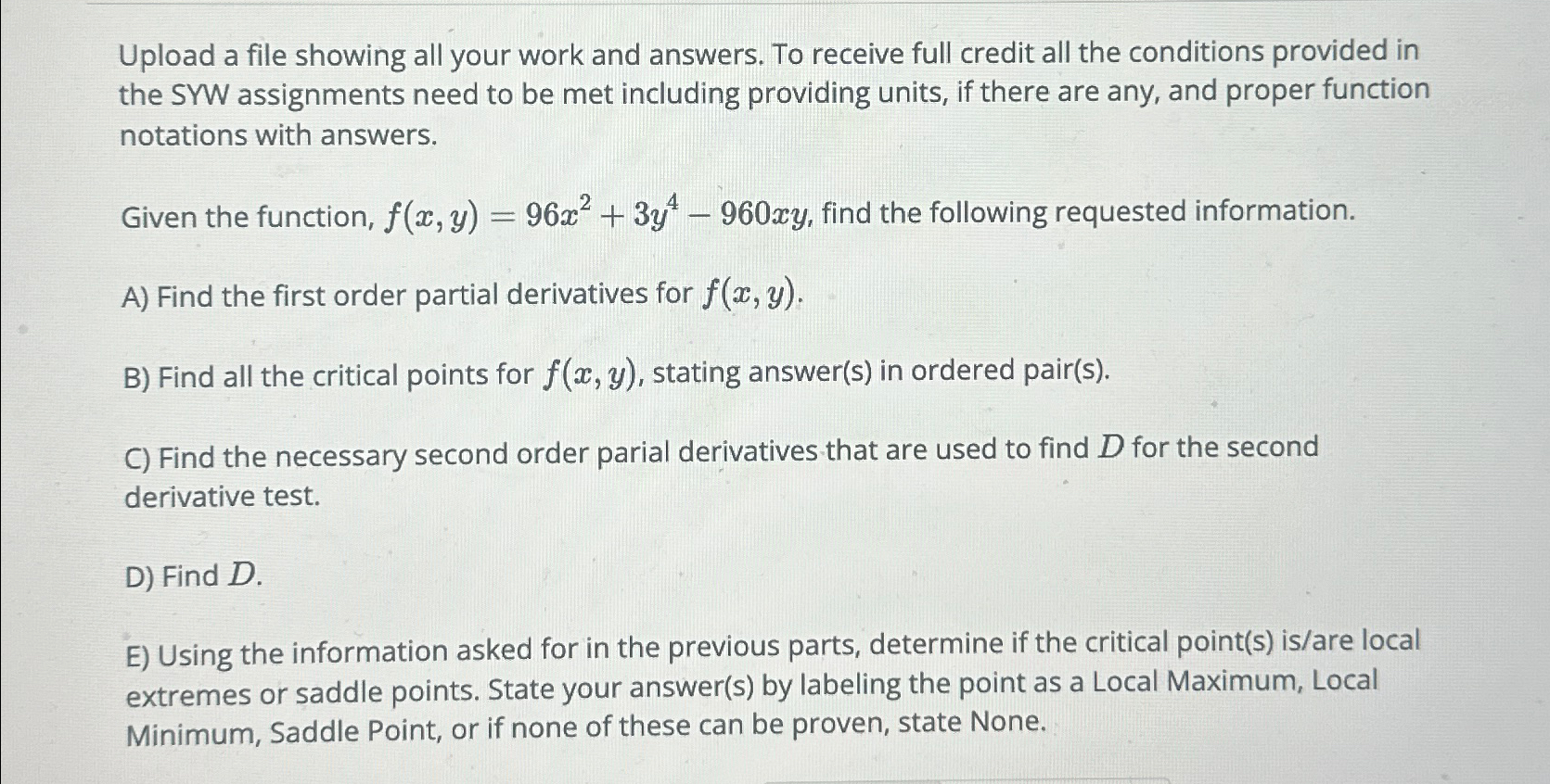 Solved Upload a file showing all your work and answers. To | Chegg.com