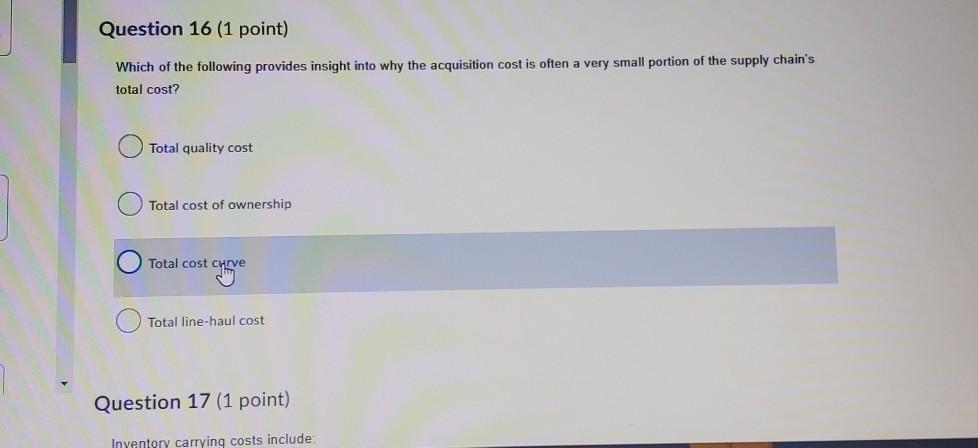 Solved Question 16 (1 point) Which of the following provides | Chegg.com
