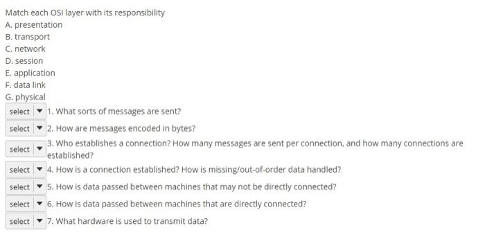 Solved Match each osi layer with its responsibility A | Chegg.com