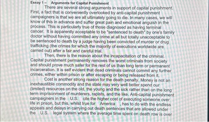 discursive essay capital punishment example